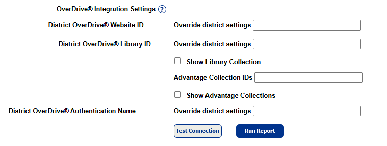 OverDrive site settings on Site Info page.