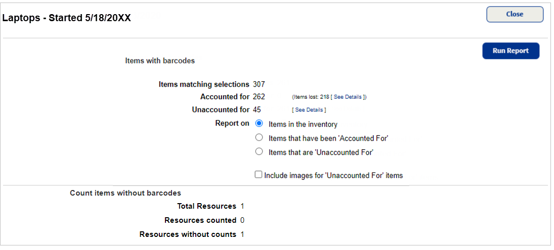 Screenshot of the In-process Inventory report.